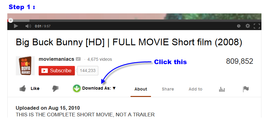 Click the shown button to start video download